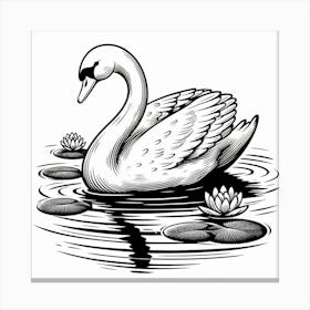 Line Art swan 1 Canvas Print