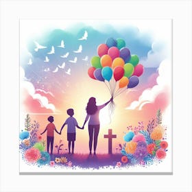Family Portrait With Balloons Canvas Print
