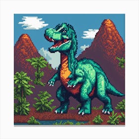 Dinosaur Pixel Art Canvas Print