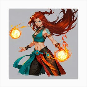 Girl With Fireballs Canvas Print