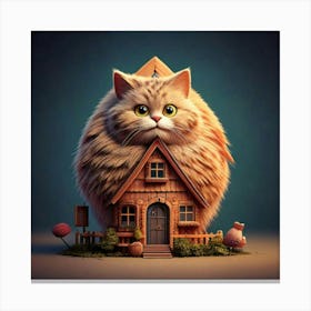 Firefly House, Cat, Shape, Whimsical, Unique, Creative, Feline, Architecture, Playful, Charming, Coz Canvas Print