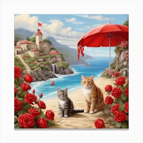 Cats On The Beach Canvas Print