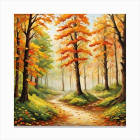 Forest In Autumn In Minimalist Style Square Composition 168 Canvas Print