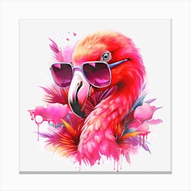 Flamingo In Sunglasses Canvas Print