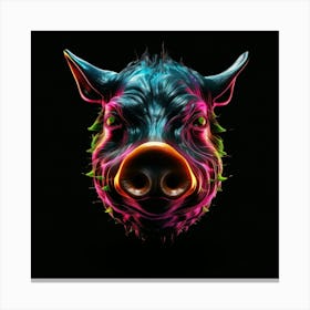 Neon Pig Head Canvas Print