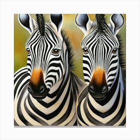 Striking Zebra Pair Black and White Close-Up Animals Canvas Print