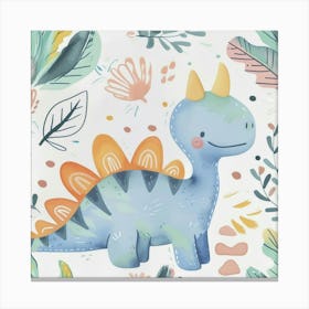 Cute Muted Pastels Stegosaurus Dinosaur  2 Canvas Print