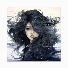 Girl With Black Hair Canvas Print