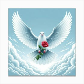 Dove With Rose 5 Canvas Print