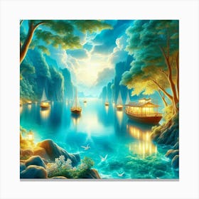 Boat On The Lake 3 Canvas Print