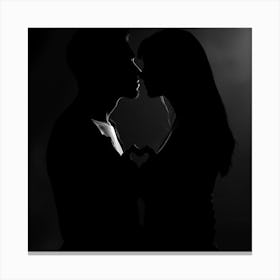 Silhouette Of Couple In Love Canvas Print