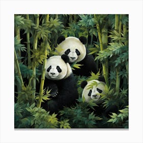 Panda Bears In Bamboo Forest 1 Canvas Print
