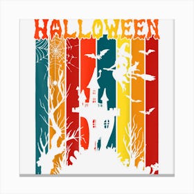 Halloween Haunted House Vintage Canvas Print