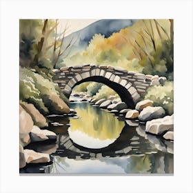 bridge over mountain stream Canvas Print