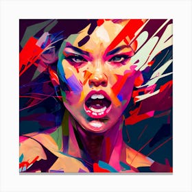 Angry Warrior Fine Art Abstract Portrait Canvas Print