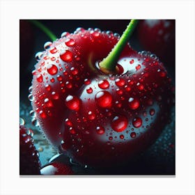 Cherry With Water Droplets Canvas Print