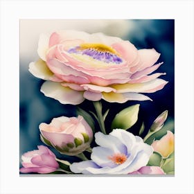 Pink Roses In A Vase Canvas Print