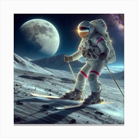 Skier On The Moon Canvas Print