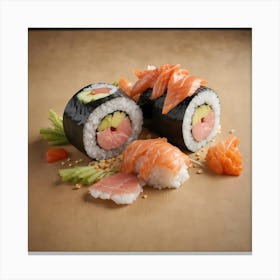 Sushi With Salmon And Avocado Canvas Print