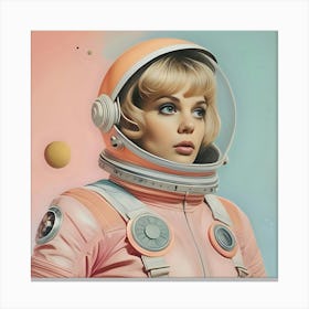 Retro Pastel Female Astronaut 5 Canvas Print