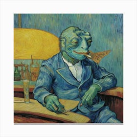 Smoking Lizard In A Bar Canvas Print