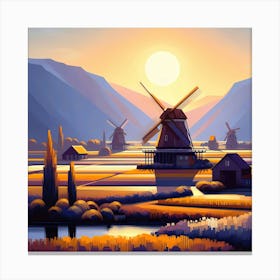 Landscape With Windmills Canvas Print