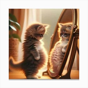 Cat In The Mirror Canvas Print