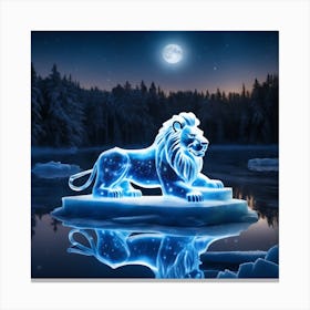 Lion On Ice Canvas Print