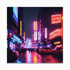 Neon City At Night 1 Canvas Print