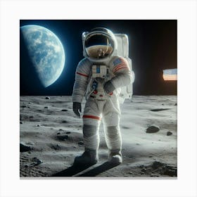 Astronaut On The Moon 4 Canvas Print