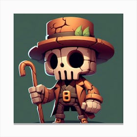 Game Art Skeleton In Hat Canvas Print