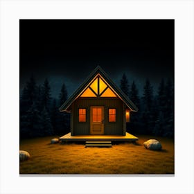 Small Cabin At Night Canvas Print