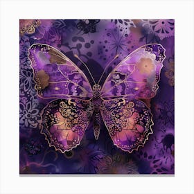 Purple Butterfly On A Purple Background Canvas Print