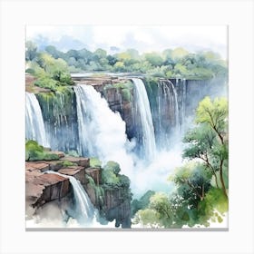 Watercolor Waterfalls 2 Canvas Print