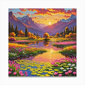 Sunset In The Mountains Canvas Print