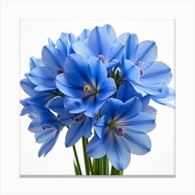 A Bouquet Of Striking Blue Delphiniums With Delicate Petals Canvas Print