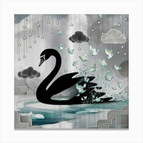 Swans And Butterflies Canvas Print