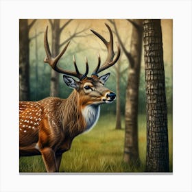 Deer In The Woods 25 Canvas Print