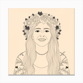 Portrait Of A Girl With Flowers Canvas Print