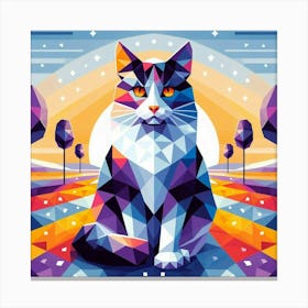 Butterbean Low Poly Cat Canvas Print