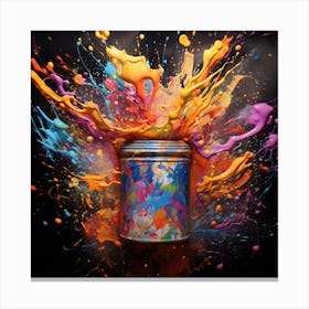Colorful Paint Splash On Black Background Canvas Print