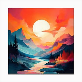 Sunset In The Mountains 5 Canvas Print