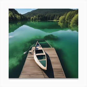 Canoe On A Lake Canvas Print