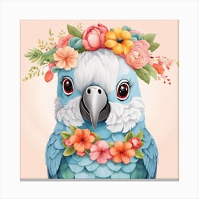 Floral Baby Parrot Nursery Illustration (38) Canvas Print