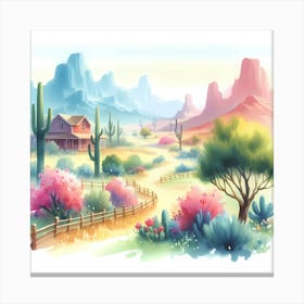 Watercolor Desert Landscape 2 Canvas Print