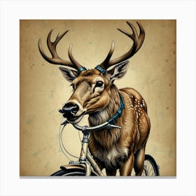 Deer On A Bike Canvas Print