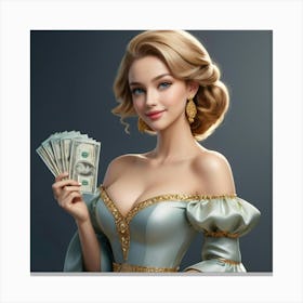 Woman Holding Money 23 Canvas Print