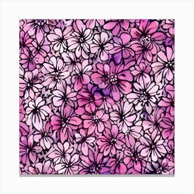 Purple Sketched Floral Canvas Print
