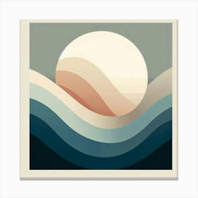 Moon And Waves Canvas Print