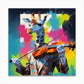 Giraffe Playing Violin Canvas Print